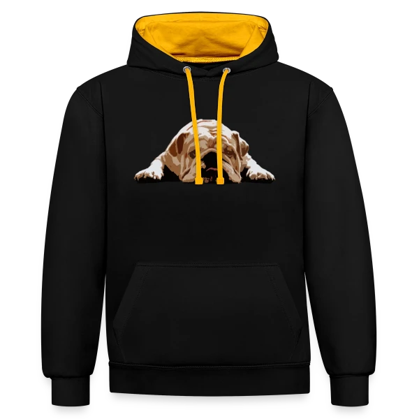Bulldog Anglais Humour sur Sweat à capuche contrasté