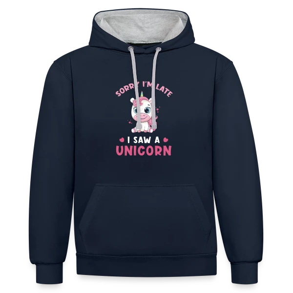 Licorne Mignonne en Retard sur Sweat à capuche contrasté