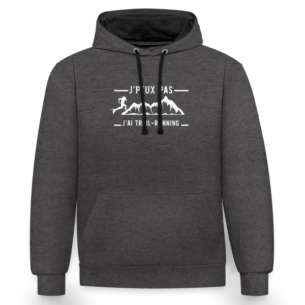 J'peux pas, j'ai Trail Running ! sur Sweat à capuche contrasté