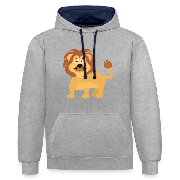 Petit Lion Mignon sur Sweat à capuche contrasté