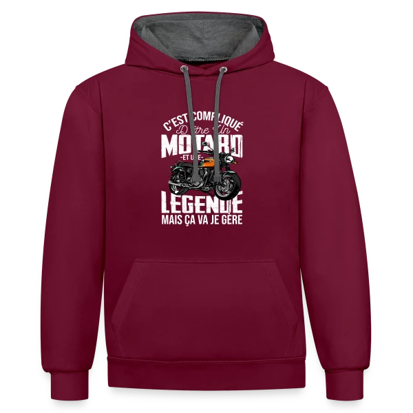 Motard De Légende : Gérer Moto et Légende, C'est Mon Truc ! sur Sweat à capuche contrasté