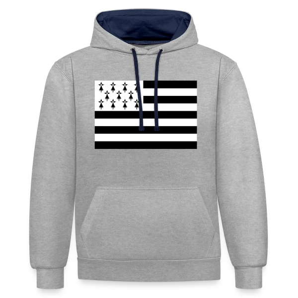 Drapeau Breton Gwenn ha Du sur Sweat à capuche contrasté