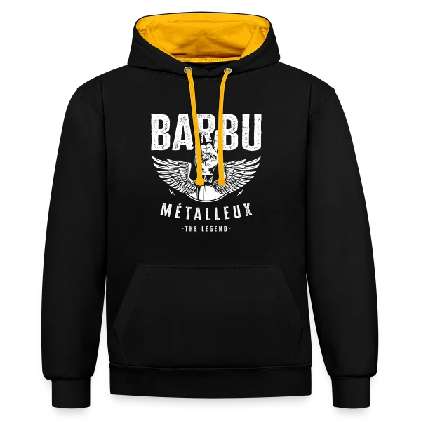Barbu Métalleux : La Légende sur Sweat à capuche contrasté