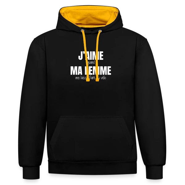Vélo, Femme et Liberté sur Sweat à capuche contrasté