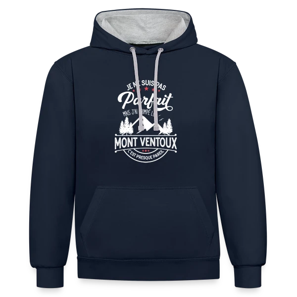 Ascension du Mont Ventoux : Presque Parfait, J'ai Grimpé le Ventoux ! sur Sweat à capuche contrasté