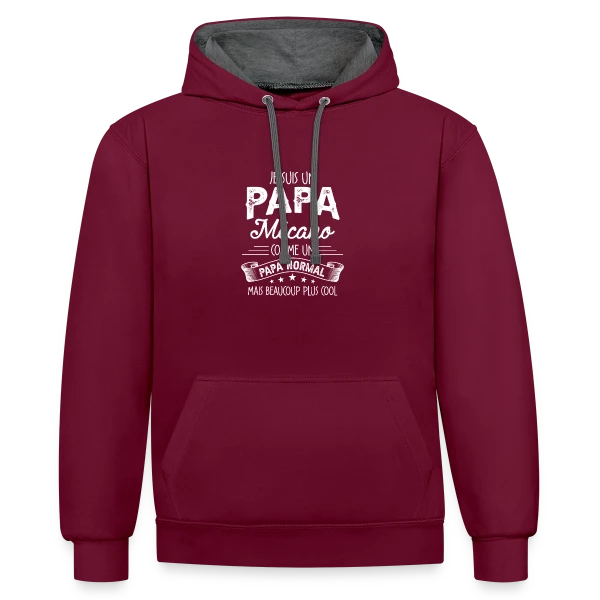 Papa Mécano Humour - Beaucoup Plus Cool sur Sweat à capuche contrasté