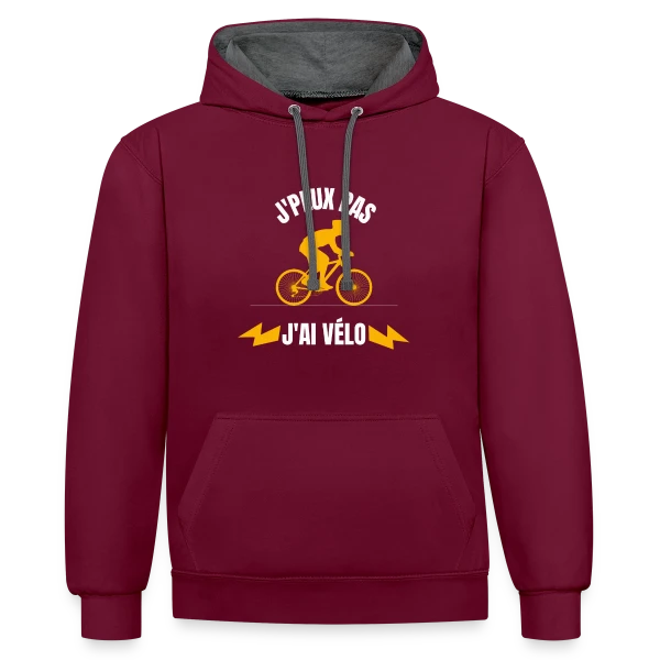 Je Peux Pas J'ai Vélo sur Sweat à capuche contrasté