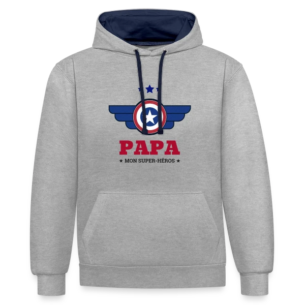 Super Papa Héros sur Sweat à capuche contrasté