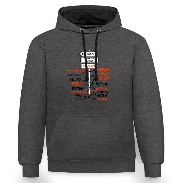 Traduction Alsacien Hopla sur Sweat à capuche contrasté