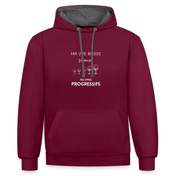 Humour Vin Drôle sur Sweat à capuche contrasté