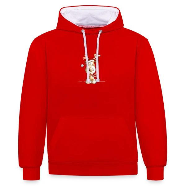 Renne de Noël Rigolo Ho Ho Ho ! sur Sweat à capuche contrasté