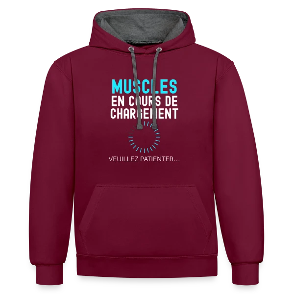 Muscles en Cours de Chargement sur Sweat à capuche contrasté