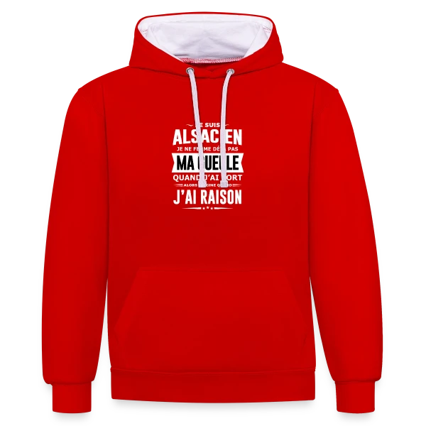 Alsacien Je Ferme Pas Ma Gueule sur Sweat à capuche contrasté