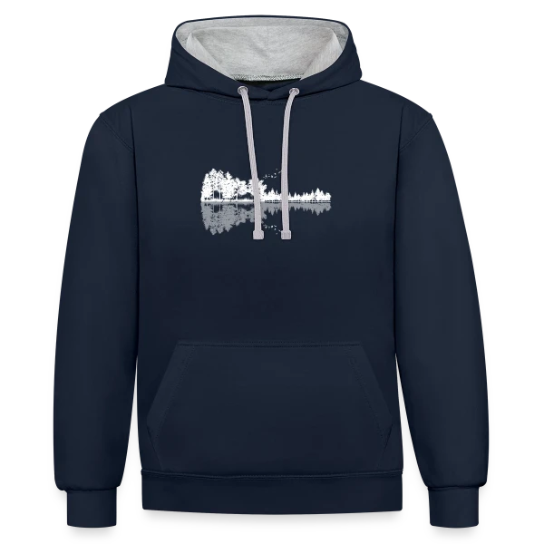 Guitare Nature Silhouette : Mélodie Forestière et Animale sur Sweat à capuche contrasté