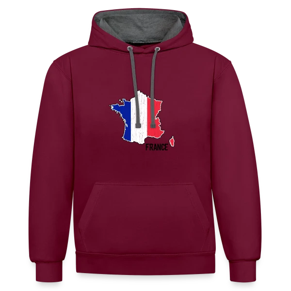 France Tricolore Stylisée sur Sweat à capuche contrasté
