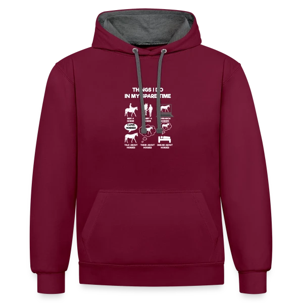 Mes Passions : Écran et Chevaux sur Sweat à capuche contrasté