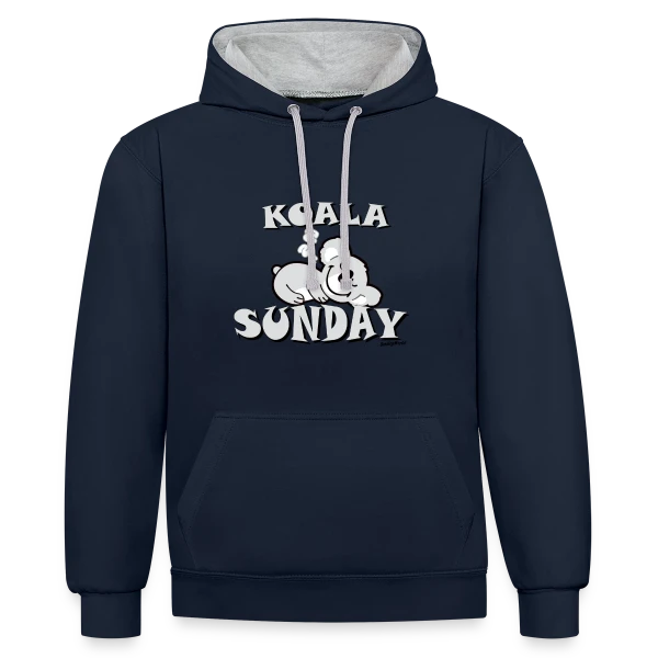 Koala du Dimanche, Smiley Fatigué sur Sweat à capuche contrasté