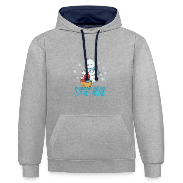 Ours Polaire Tricote l'Hiver sur Sweat à capuche contrasté