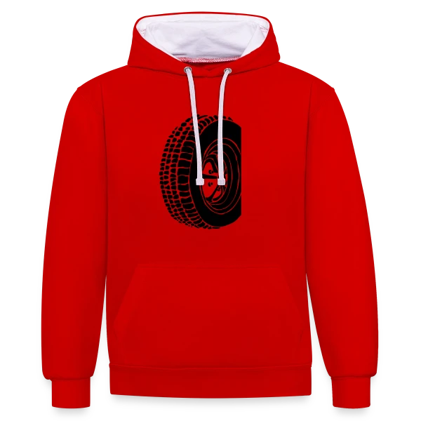 Pneu Rétro Oldschool sur Sweat à capuche contrasté
