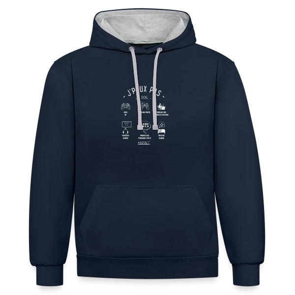 Humour Geek: 'J'peux pas, j'dois gamer' sur Sweat à capuche contrasté