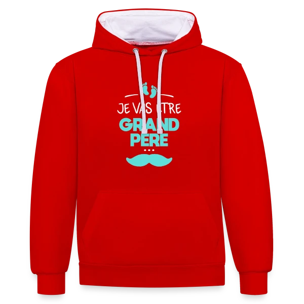 'Je Vais Être Grand-Père' - Annonce Fierté Bébé sur Sweat à capuche contrasté
