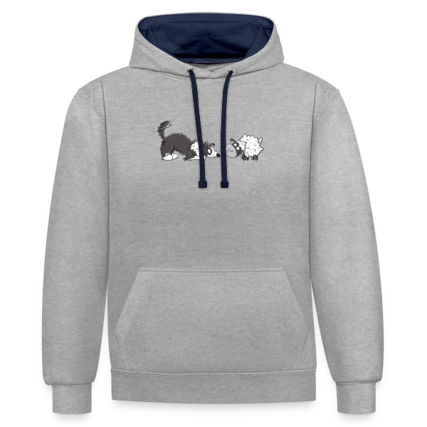 Border Collie et son Mouton Rigolo - Humour Chien sur Sweat à capuche contrasté