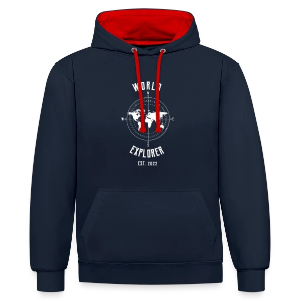 Voyageur Minimaliste sur Sweat à capuche contrasté