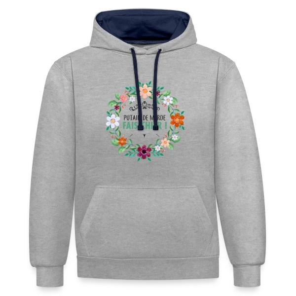 Coup de Gueule Fleuri sur Sweat à capuche contrasté