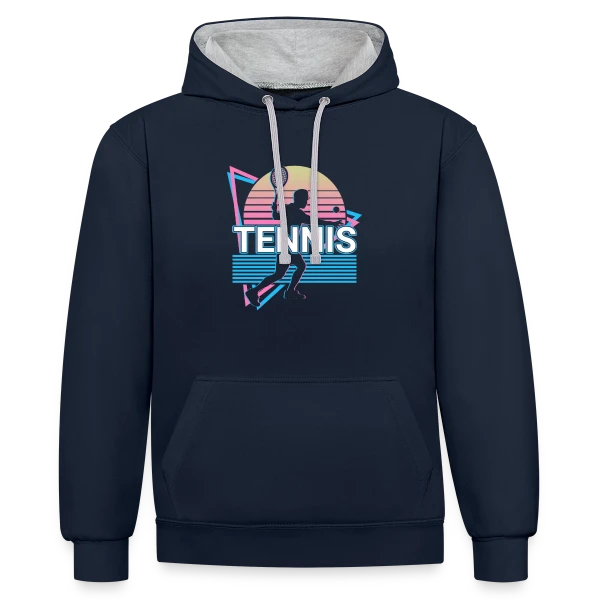 Joueur de Tennis Vaporwave Rétro Esthétique sur Sweat à capuche contrasté
