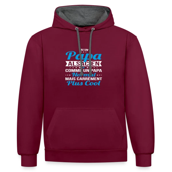 Papa Alsacien Plus Cool sur Sweat à capuche contrasté
