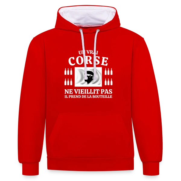 Drapeau Corse Flottant sur Sweat à capuche contrasté