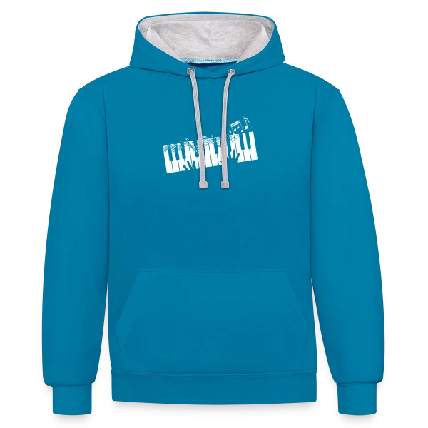 Clavier de Piano & Notes de Musique Élégantes sur Sweat à capuche contrasté