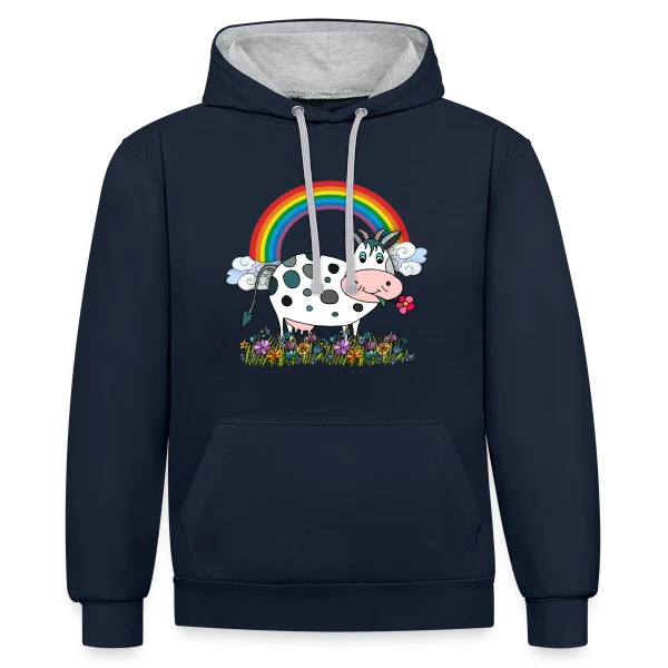 La Vache Coquette sur Sweat à capuche contrasté