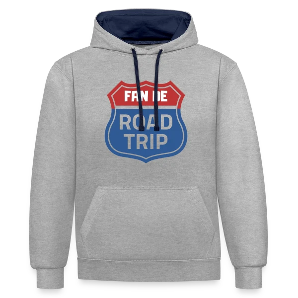 Écusson Fan de Road Trip sur Sweat à capuche contrasté