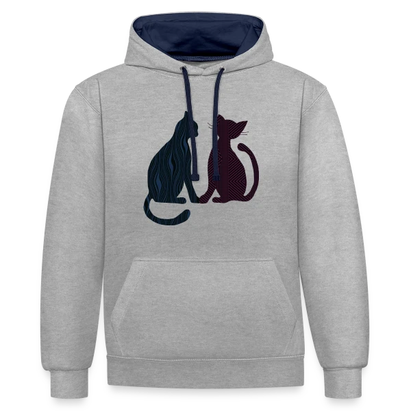 Amour Félin sur Sweat à capuche contrasté