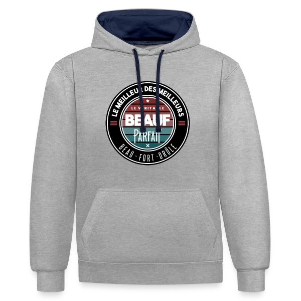 Le Véritable Beauf Parfait : Le T-shirt Humour Homme sur Sweat à capuche contrasté