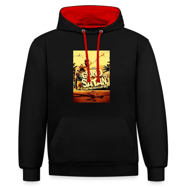 Skate Satanique Vintage & Humour sur Sweat à capuche contrasté