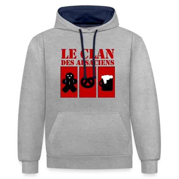 Le Clan des Alsaciens: Référence Culte Elsass sur Sweat à capuche contrasté