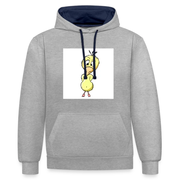 Caneton Timide et Drôle sur Sweat à capuche contrasté