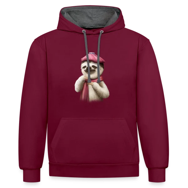 La Fièvre du Paresseux sur Sweat à capuche contrasté