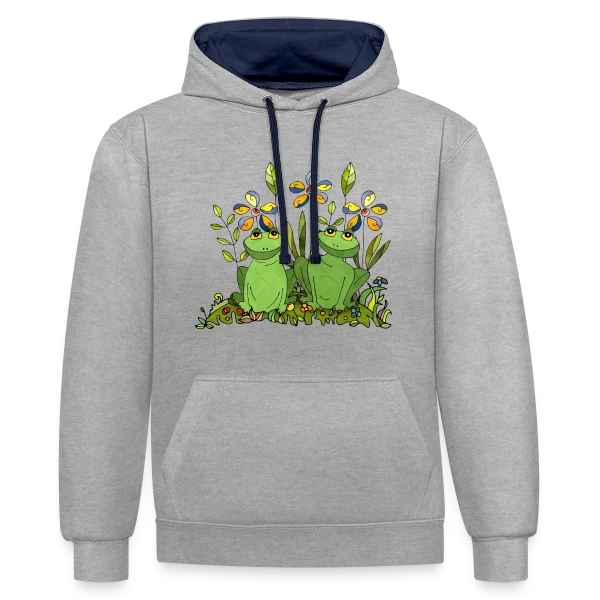Craquant Motif Grenouille sur Sweat à capuche contrasté