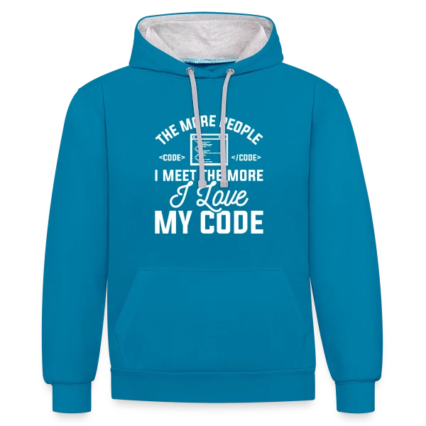 'I Love My Code' - Développeur Passionné sur Sweat à capuche contrasté