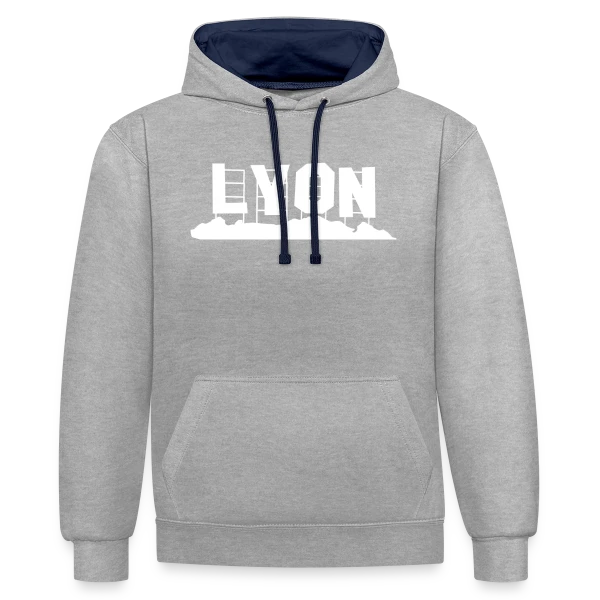 Lyon Texte Blanc Classique sur Sweat à capuche contrasté