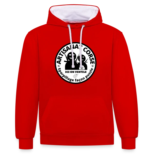 Artisanat Corse Humour Noir sur Sweat à capuche contrasté