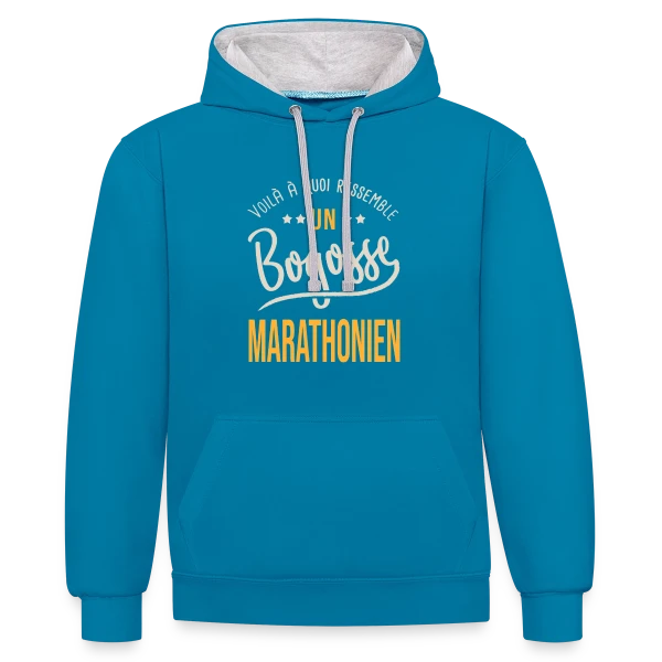 Running Bogosse Marathonien - Idée Cadeau Marathon sur Sweat à capuche contrasté