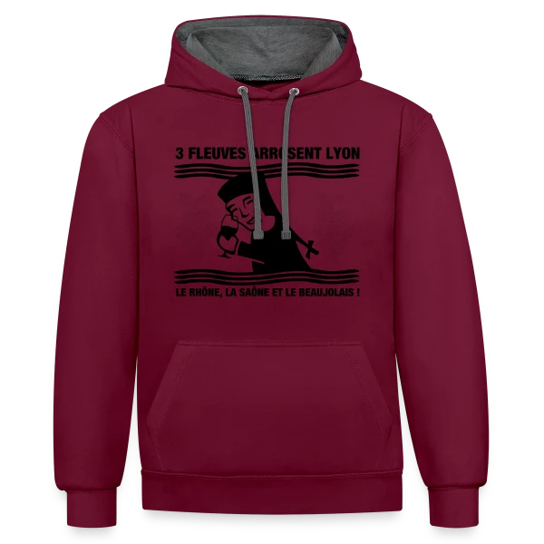 Lyon Fleuves & Beaujolais sur Sweat à capuche contrasté