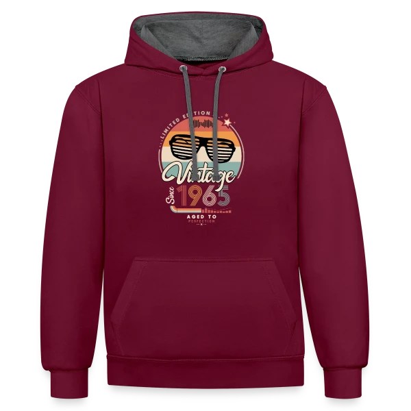 Vintage Depuis 1965 : L'Année de Votre Légende sur Sweat à capuche contrasté