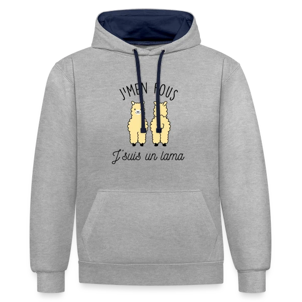"J'men fous j'suis un lama" - Humour Décalé sur Sweat à capuche contrasté