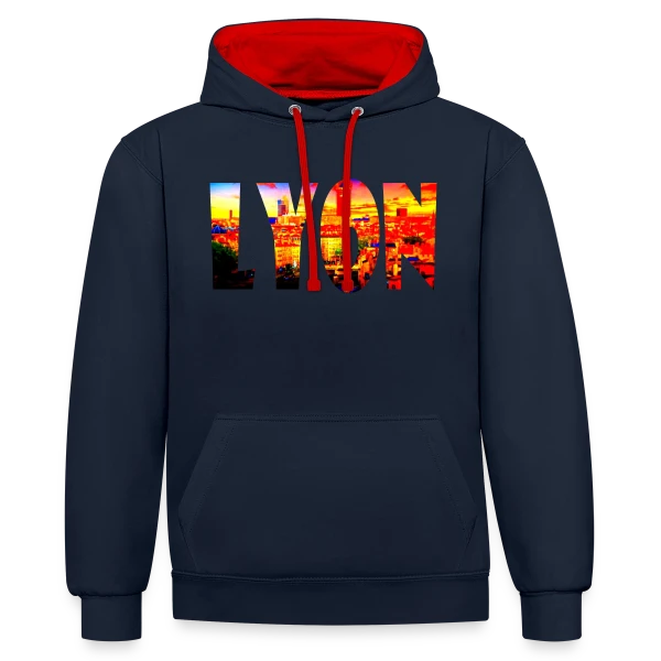 Lyon Cité Vibrante sur Sweat à capuche contrasté