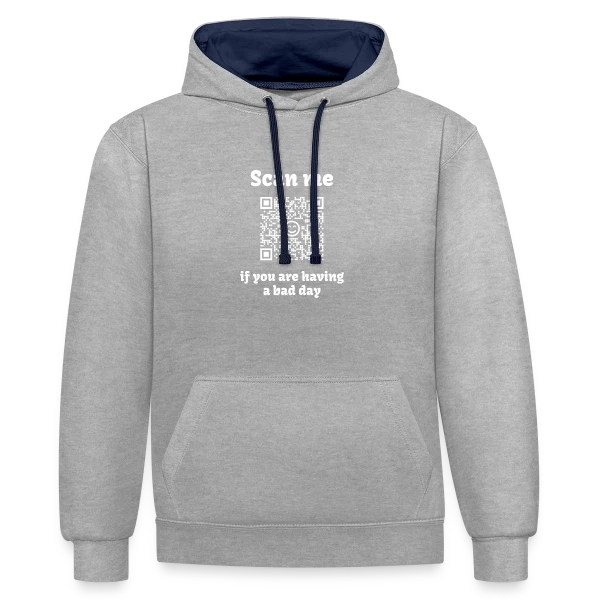 QR Code Message Doux : Raison de Sourire sur Sweat à capuche contrasté